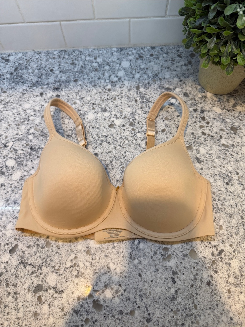Essential Bodywear Nude Full-Coverage T-Shirt Bra - Smooth Support underwire 34E